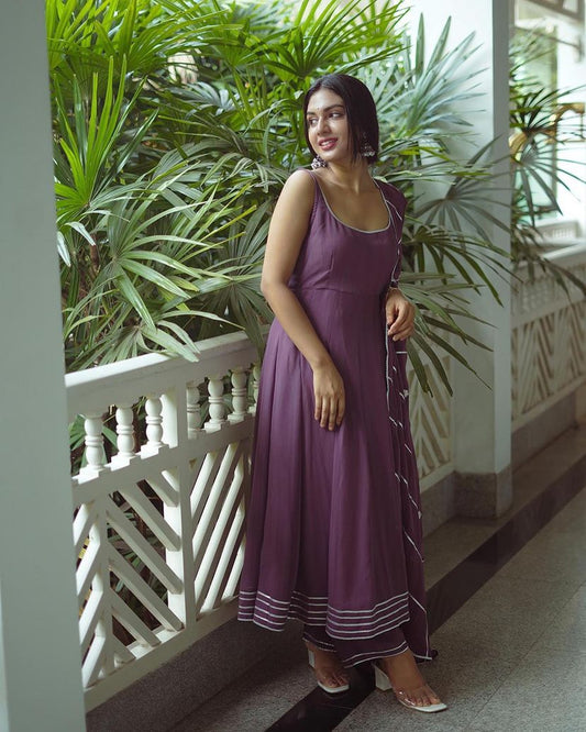 Decent Gota Patti Work Dusty Pink Color Gown