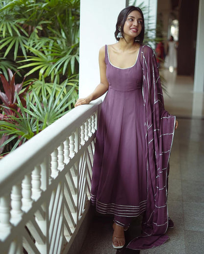 Decent Gota Patti Work Dusty Pink Color Gown