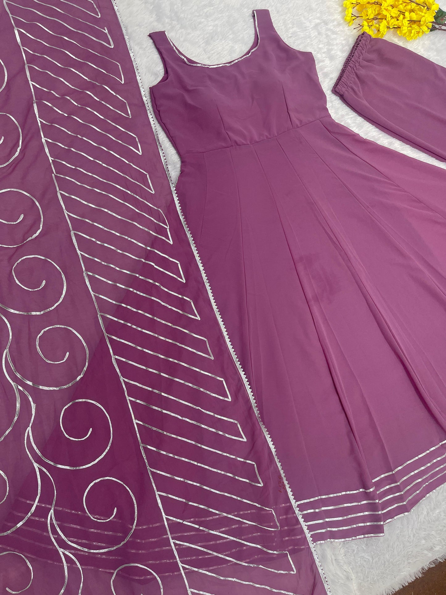 Decent Gota Patti Work Dusty Pink Color Gown
