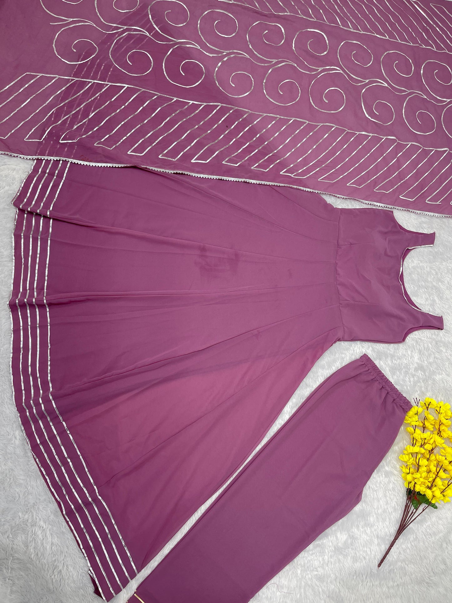 Decent Gota Patti Work Dusty Pink Color Gown