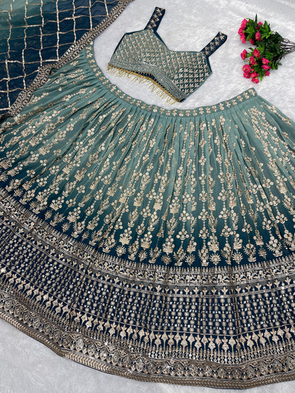 Admiring Aqua Green Color Shade Lehenga Choli
