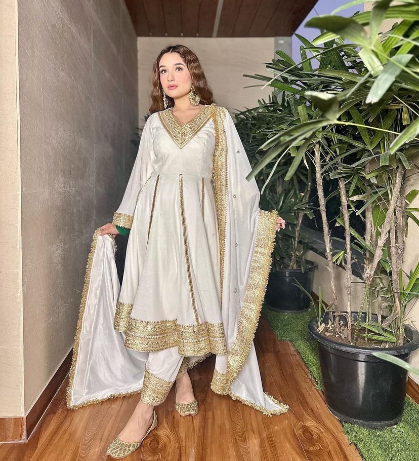 Ravishing White Color Embroidery Work Anarkali Suit
