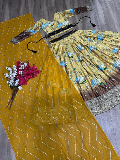 Exclusive Printed Yellow Color Lehenga Choli