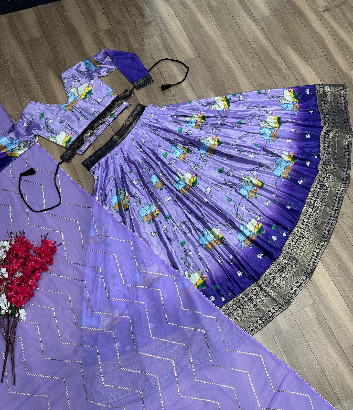 Exclusive Printed Lavender Color Lehenga Choli