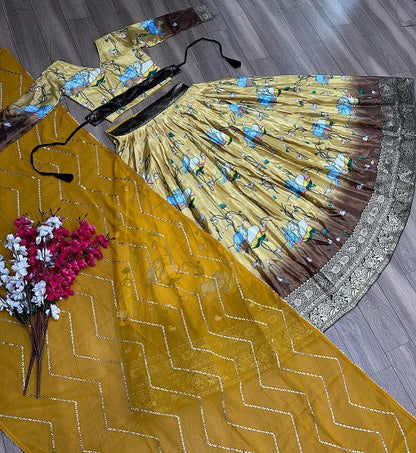 Exclusive Printed Yellow Color Lehenga Choli