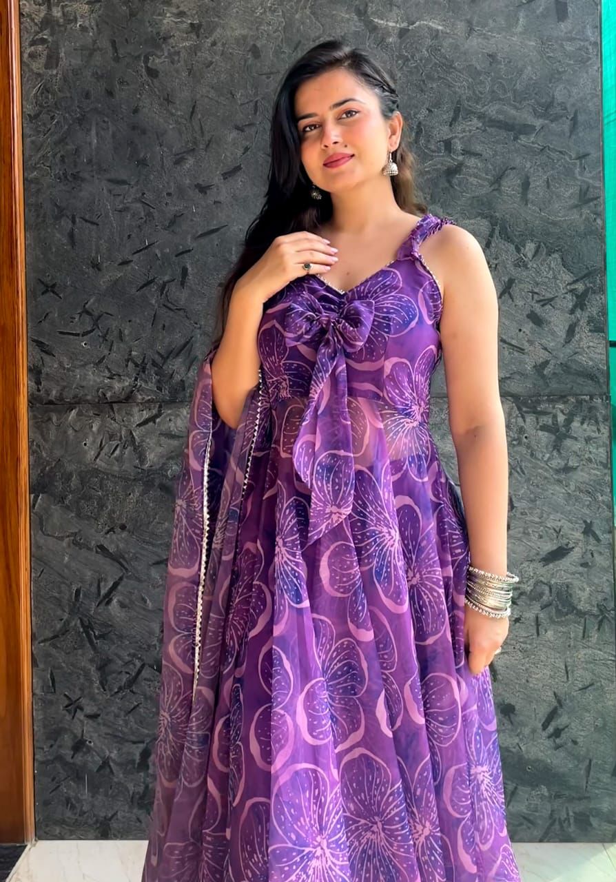 Pretty Digital Printed Purple Color Anarkali Suit