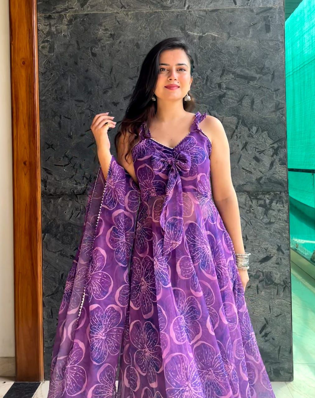 Pretty Digital Printed Purple Color Anarkali Suit