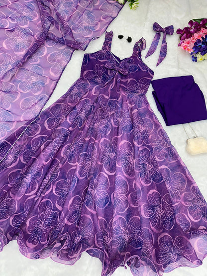 Pretty Digital Printed Purple Color Anarkali Suit