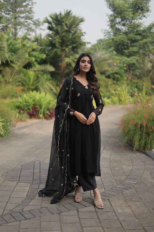 Exclusive Black Color Embroidered Work Salwar Suit