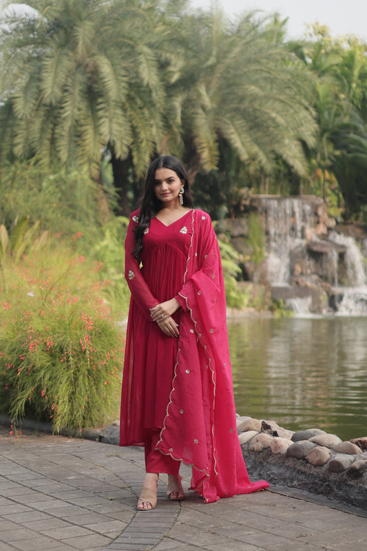 Exclusive Pink Color Embroidered Work Salwar Suit