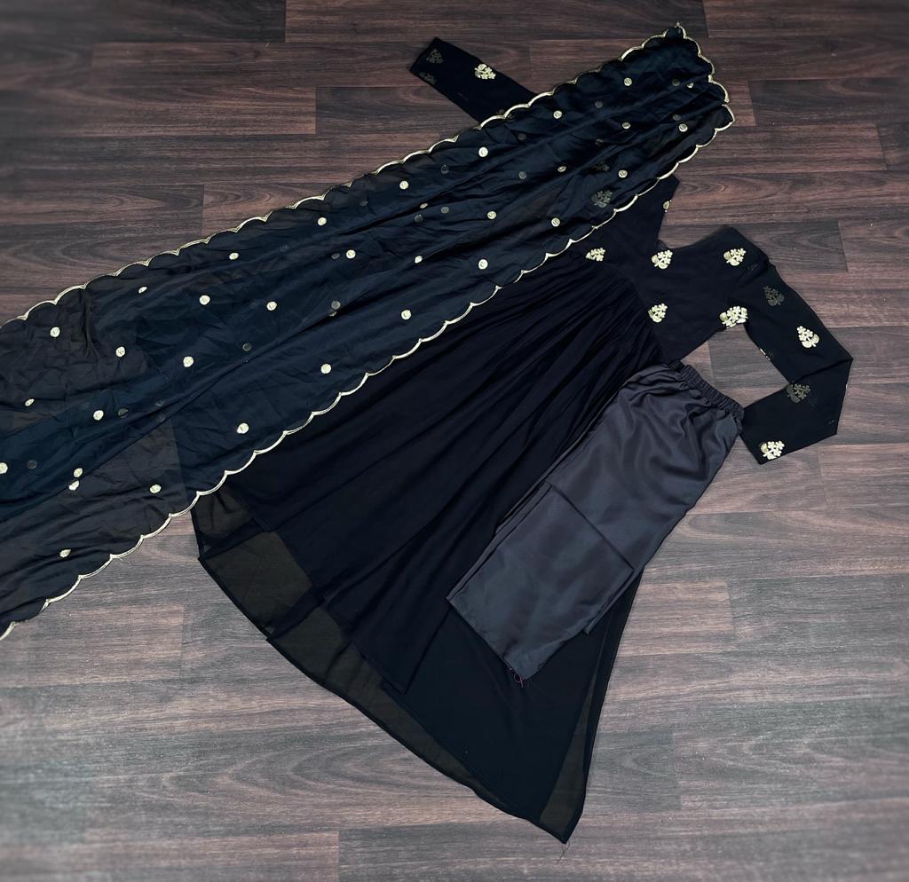Exclusive Black Color Embroidered Work Salwar Suit