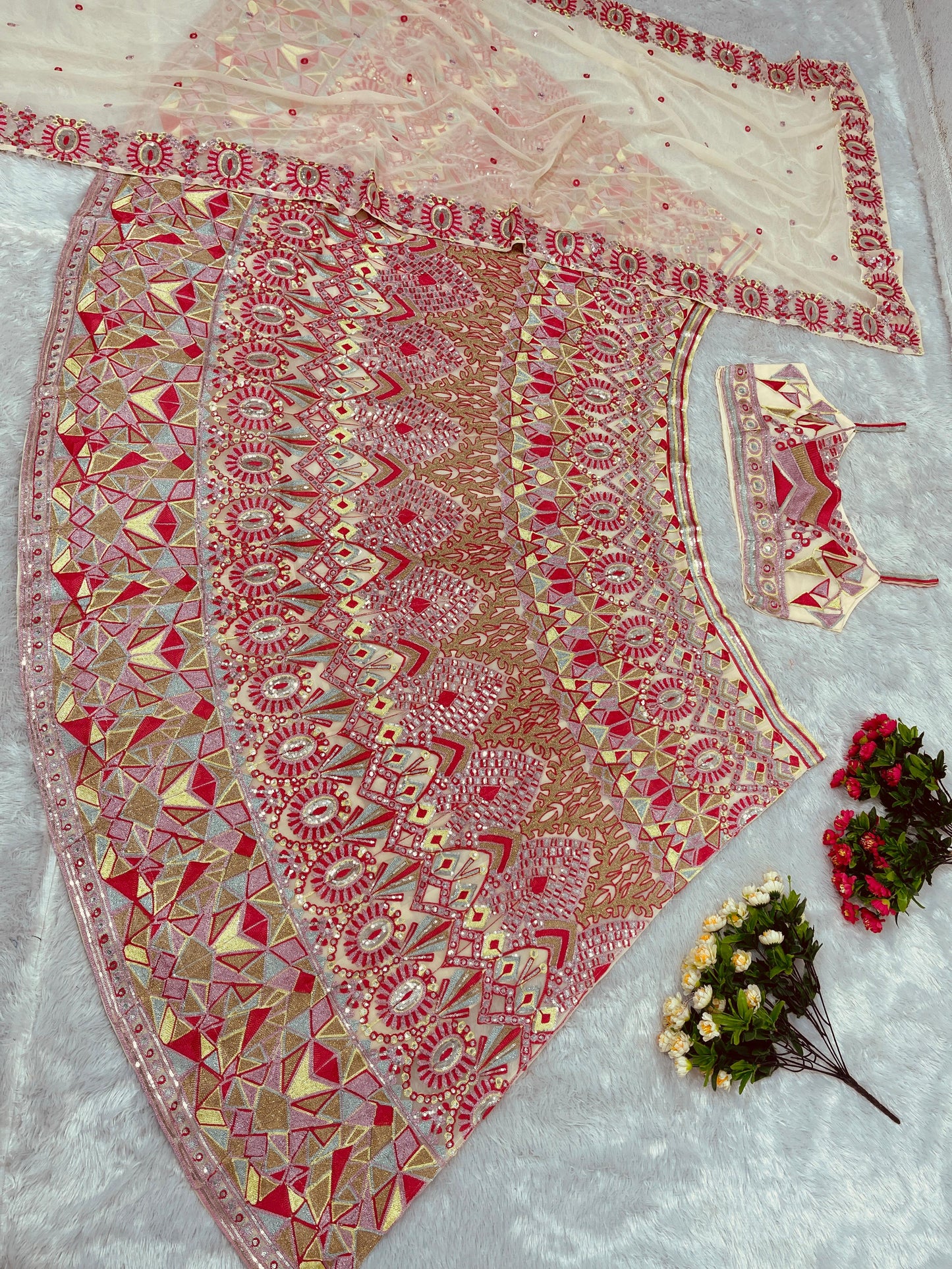 Wonderful Off White Color Multi Work Lehenga Choli