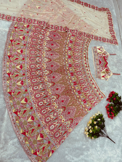 Wonderful Off White Color Multi Work Lehenga Choli
