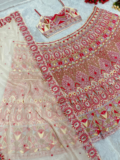 Wonderful Off White Color Multi Work Lehenga Choli
