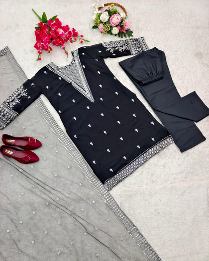 Exclusive Black Color Shine Sequence Work Salwar Suit