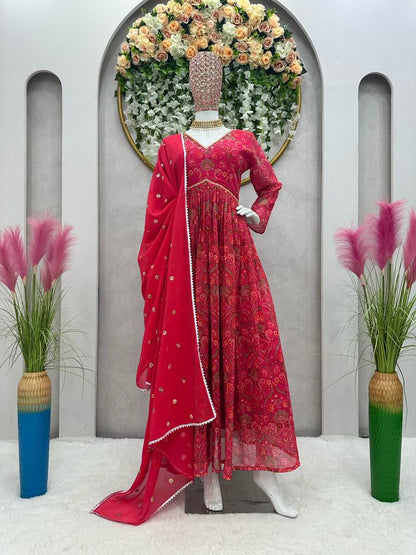 Amazing Red Color Hand Work Anarkali Gown