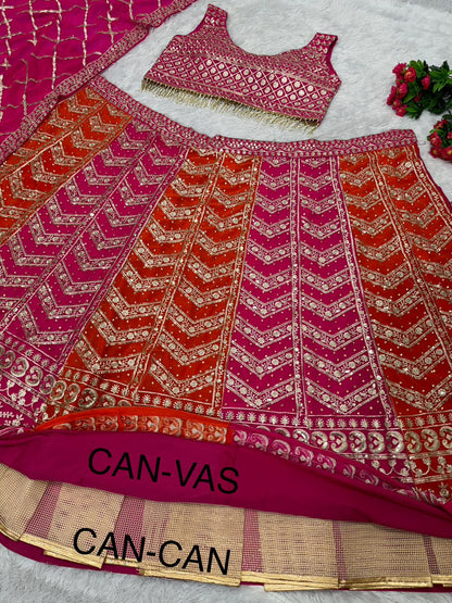 Wedding Pink With Orang Double Color Lehenga Choli
