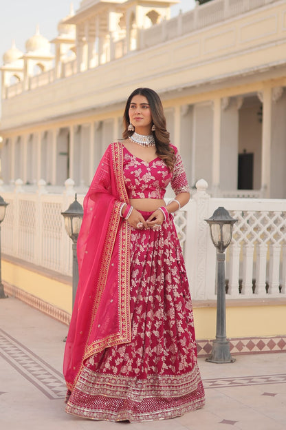 Wedding Wear Pink Color Embroidered Work Lehenga Choli