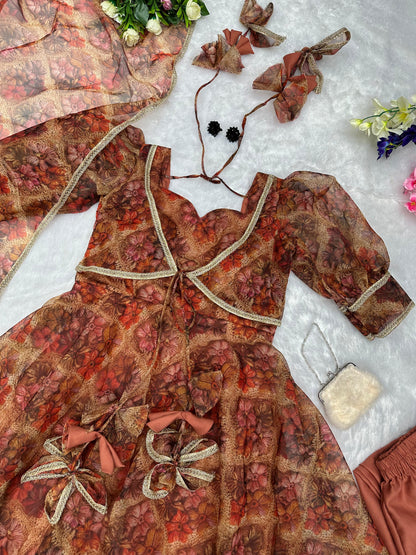 Festive Wear Brown Color Digital Printed Anarkali Suit