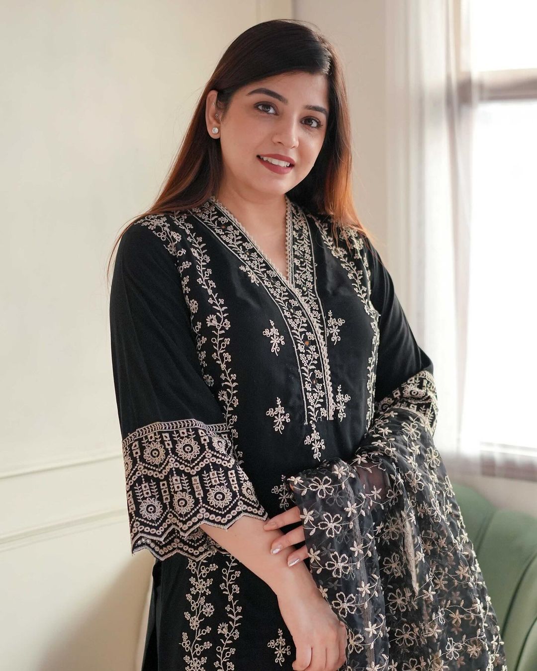 Luxuriant Black Color Embroidery Work Salwar Suit