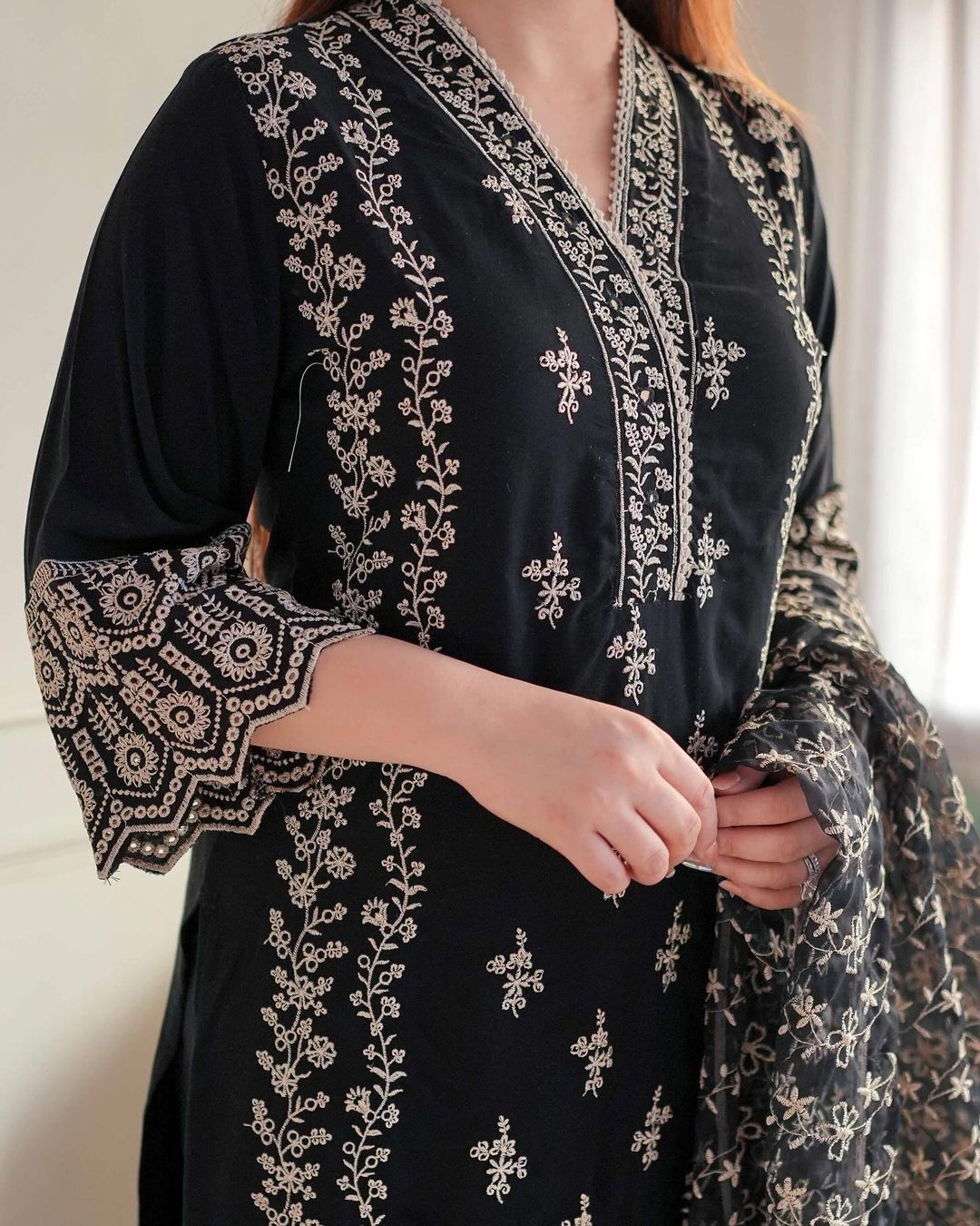 Luxuriant Black Color Embroidery Work Salwar Suit