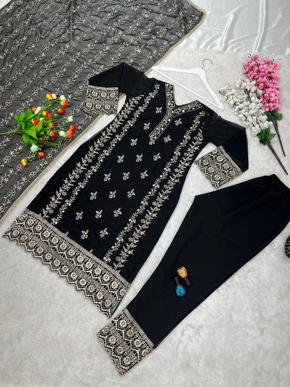 Luxuriant Black Color Embroidery Work Salwar Suit