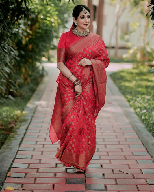 Luxuriant Jari Design Pink Color Saree