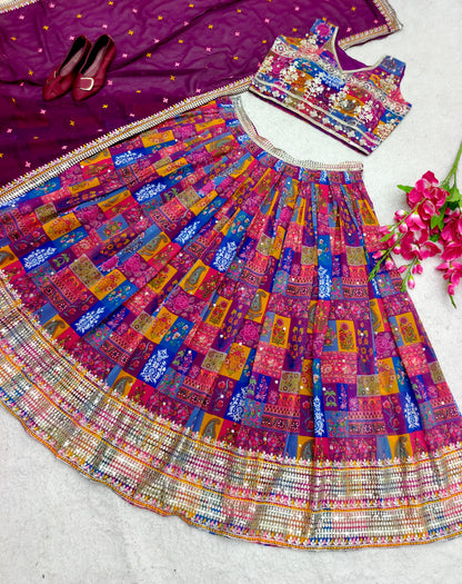 Delightful Multi Color Print With Work Lehenga Choli