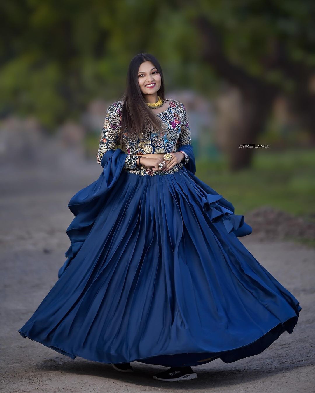Outstanding Blue Color Plain Lehenga With Work Blouse