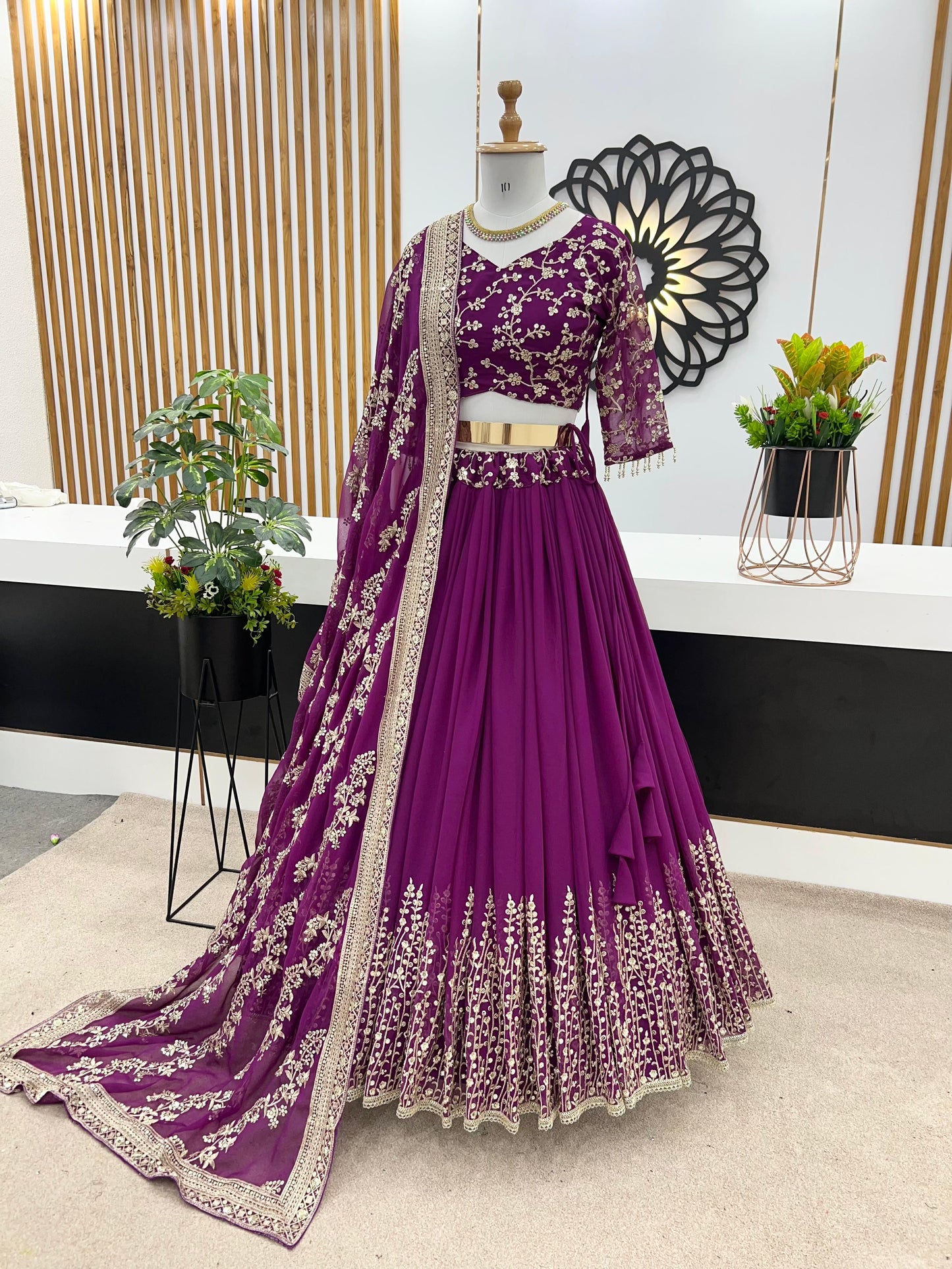 Engagement Wear Purple Color Beautiful Lehenga Choli