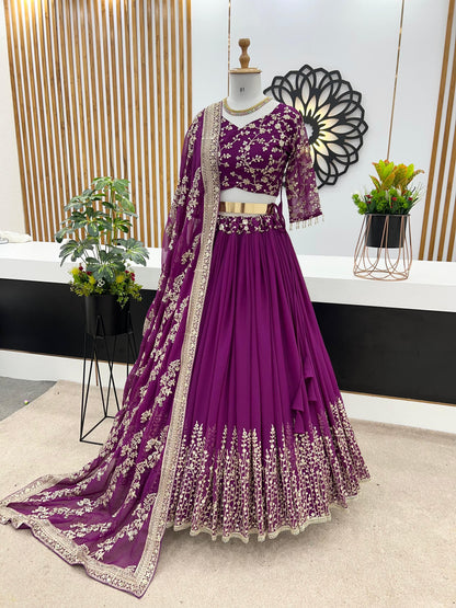 Engagement Wear Purple Color Beautiful Lehenga Choli