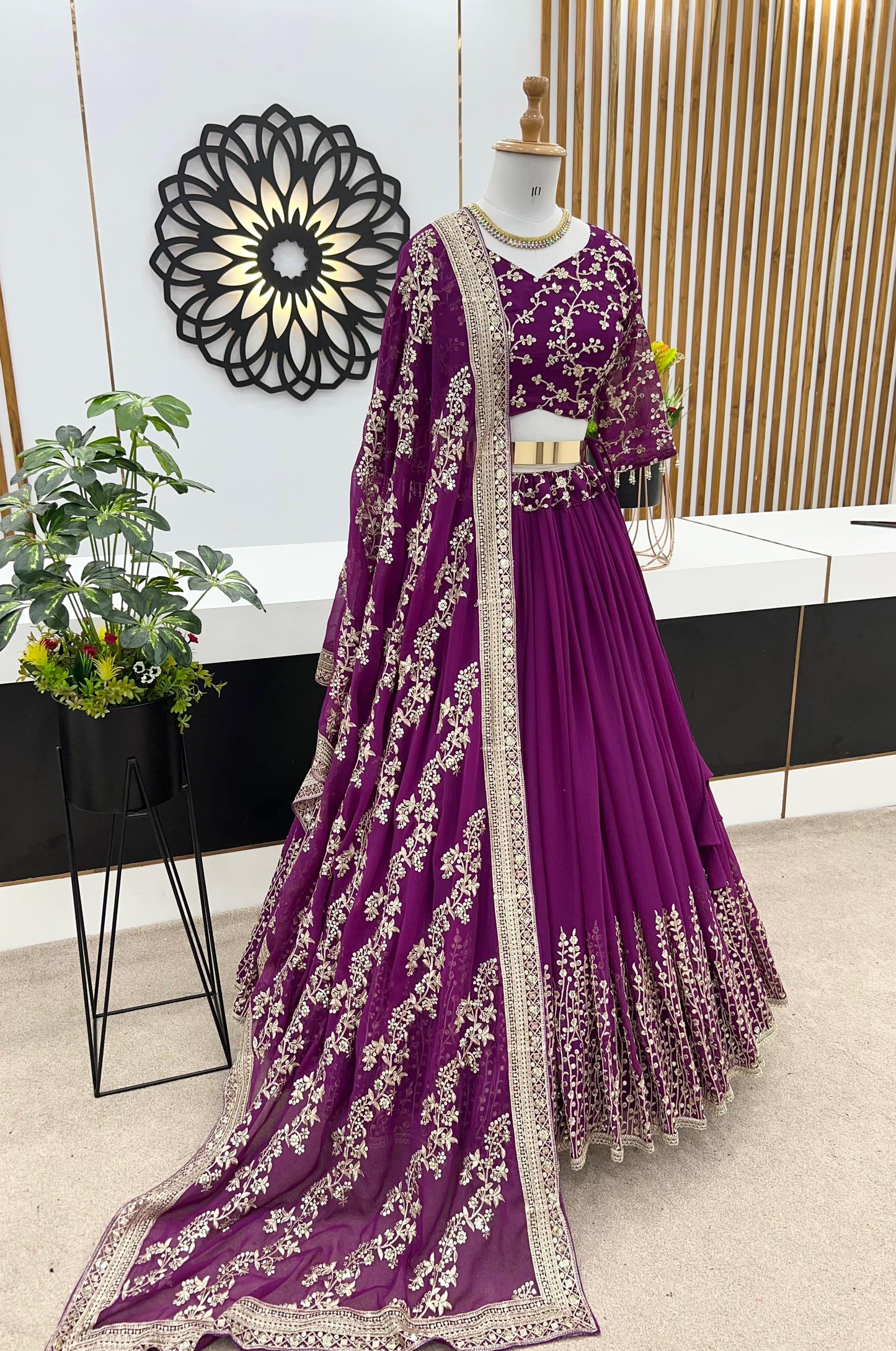 Engagement Wear Purple Color Beautiful Lehenga Choli
