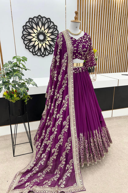 Engagement Wear Purple Color Beautiful Lehenga Choli