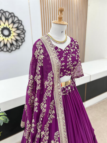 Engagement Wear Purple Color Beautiful Lehenga Choli