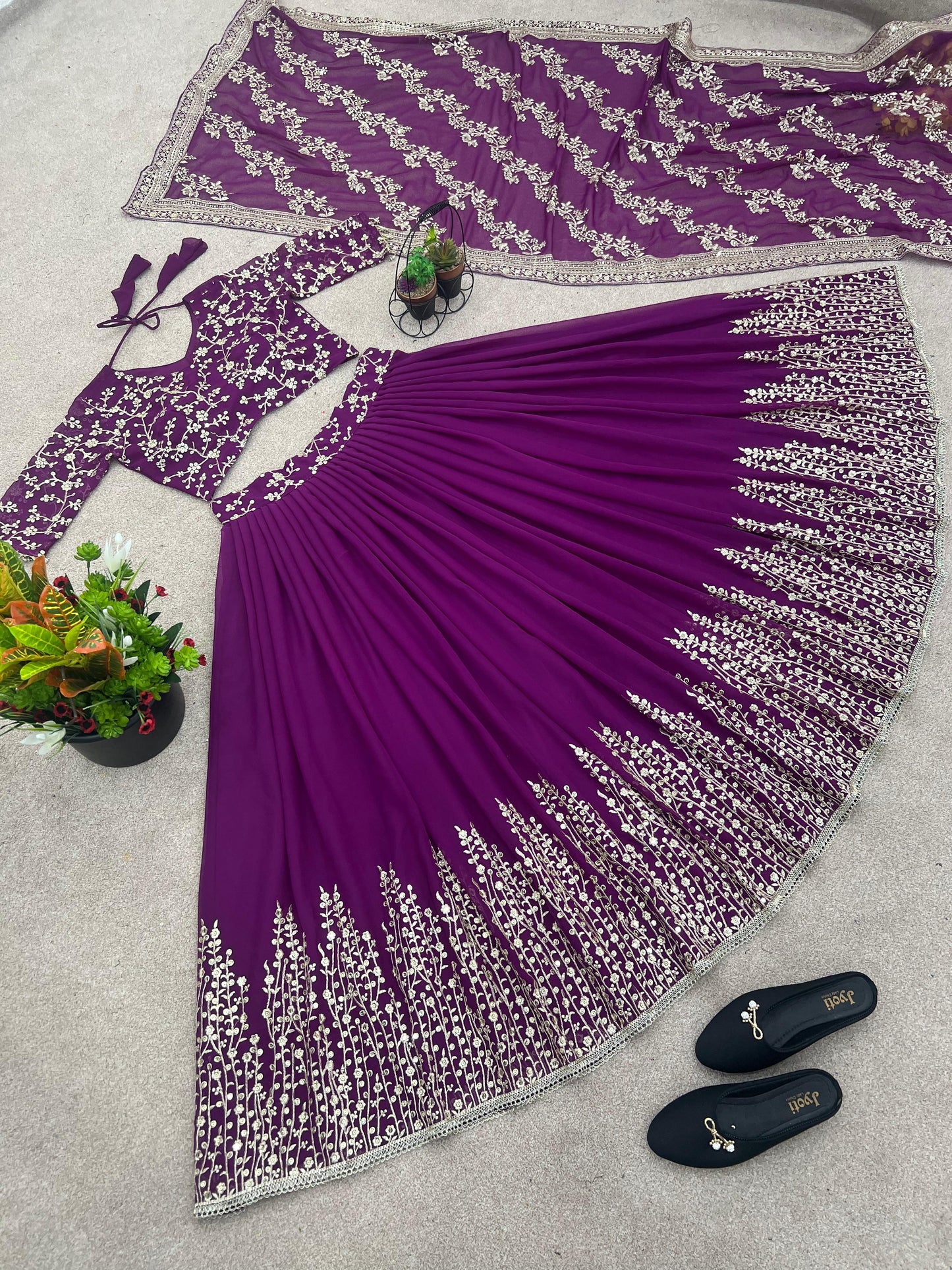 Engagement Wear Purple Color Beautiful Lehenga Choli