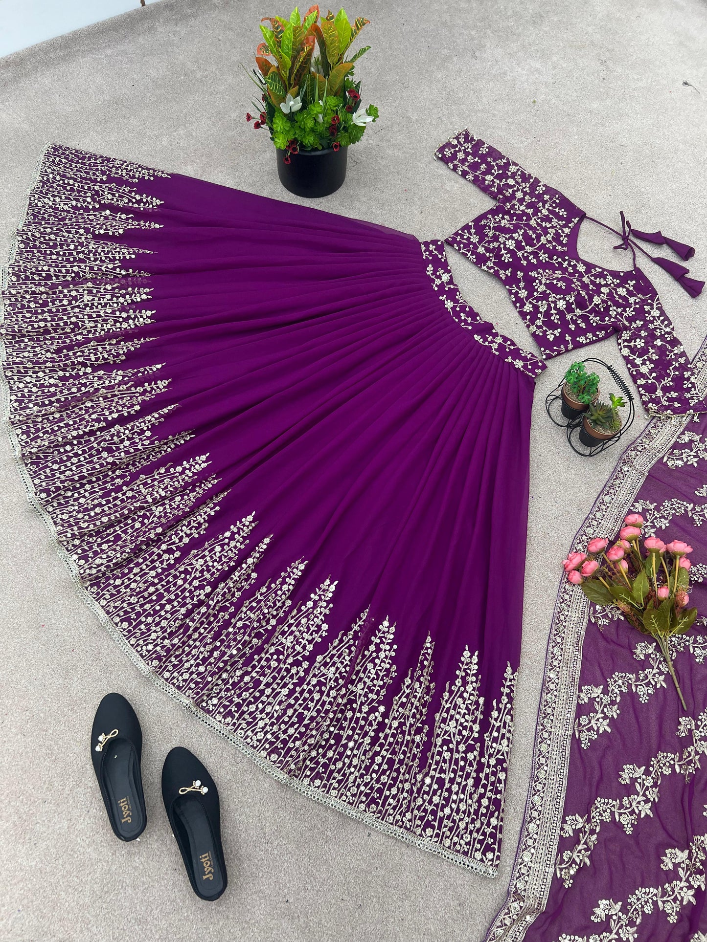 Engagement Wear Purple Color Beautiful Lehenga Choli