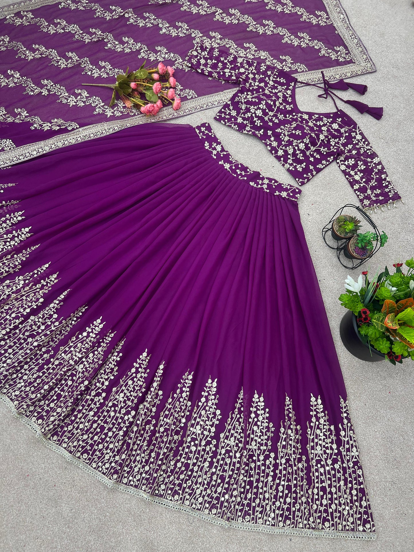 Engagement Wear Purple Color Beautiful Lehenga Choli