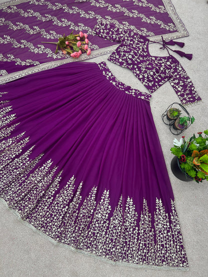 Engagement Wear Purple Color Beautiful Lehenga Choli
