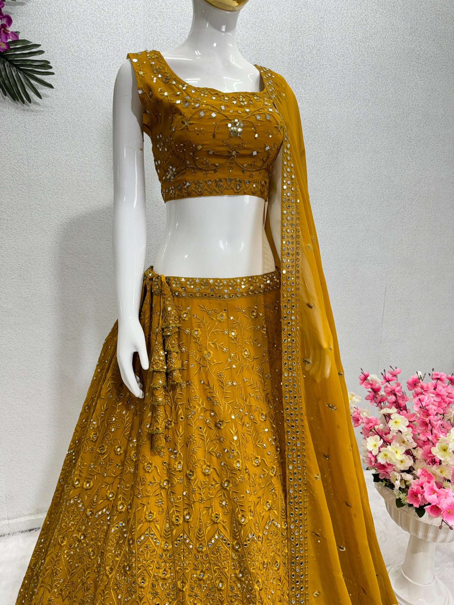 Wonderful Mustard Color Embroidered Lehenga Choli