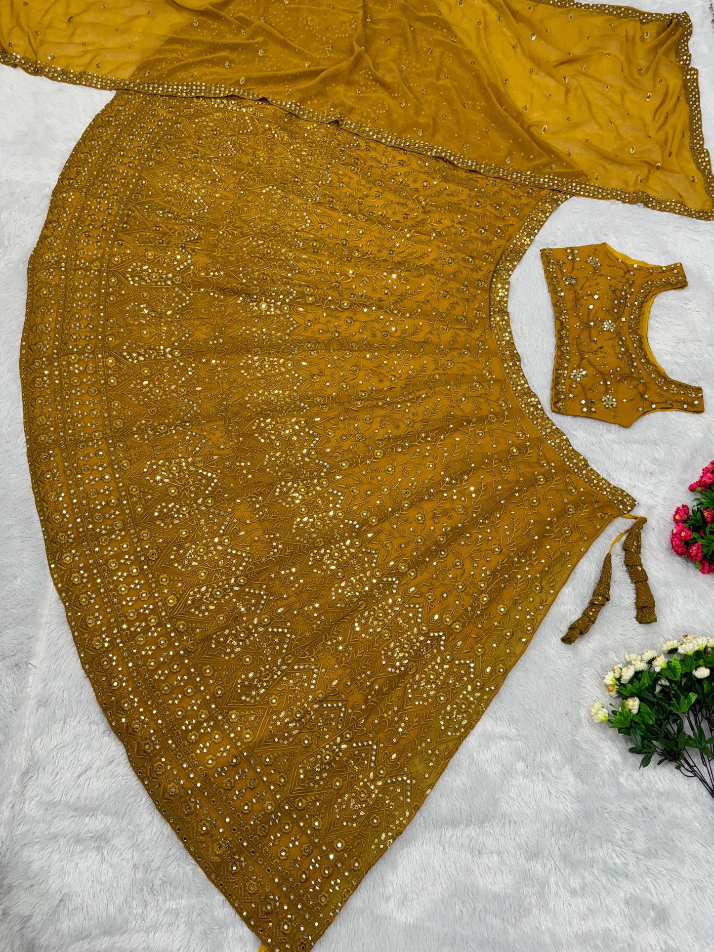 Wonderful Mustard Color Embroidered Lehenga Choli