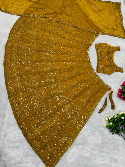 Wonderful Mustard Color Embroidered Lehenga Choli