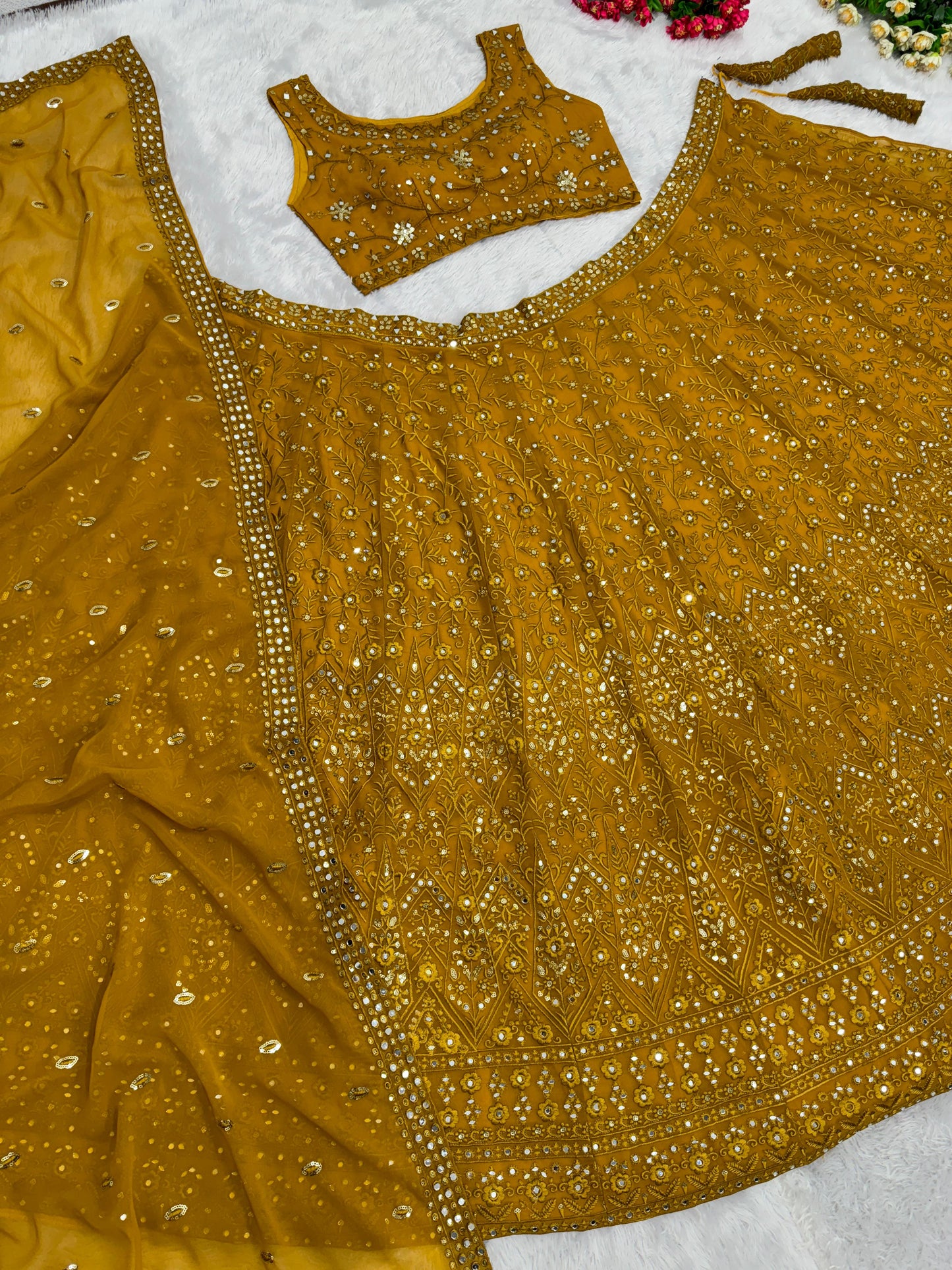 Wonderful Mustard Color Embroidered Lehenga Choli