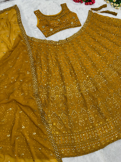 Wonderful Mustard Color Embroidered Lehenga Choli