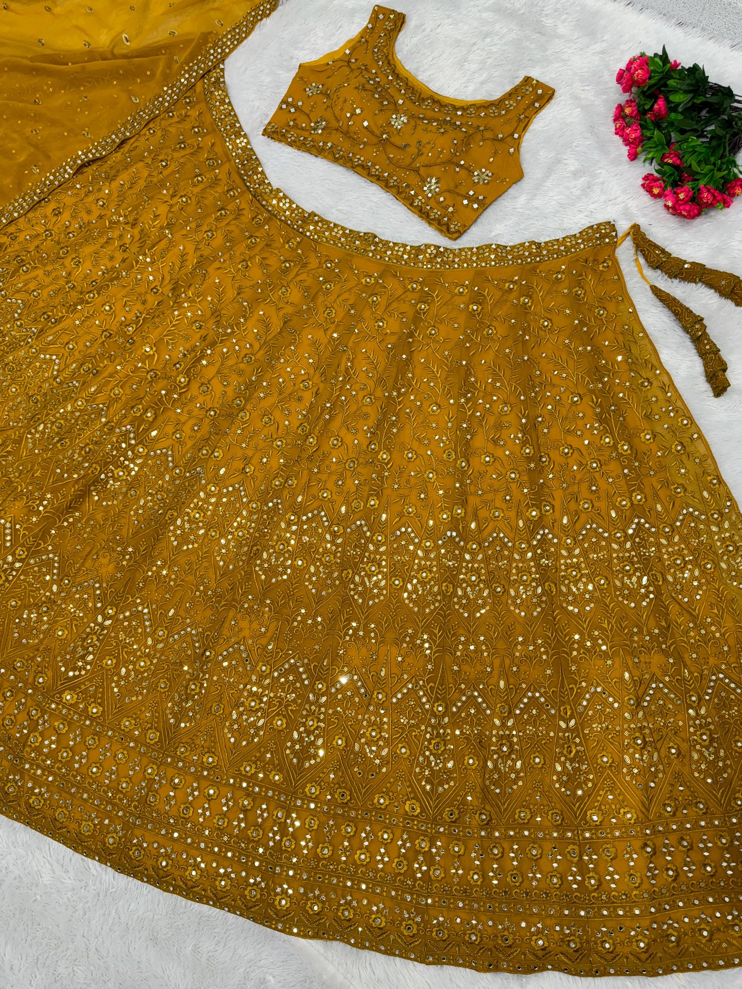 Wonderful Mustard Color Embroidered Lehenga Choli