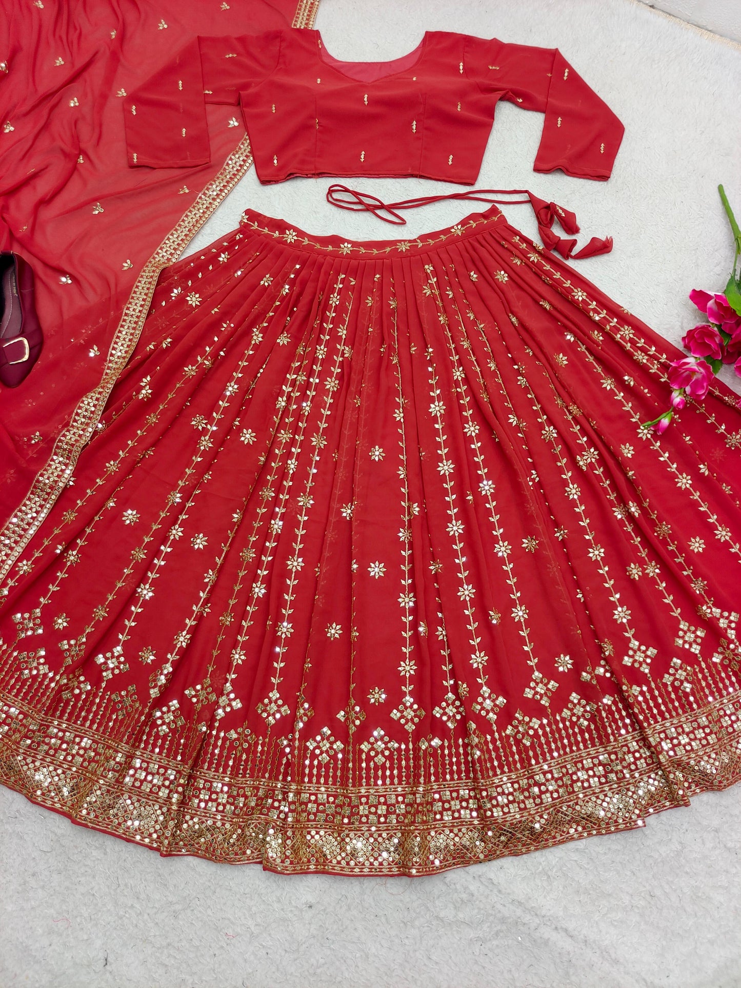 Glorious Red Color Wedding Wear Lehenga Choli