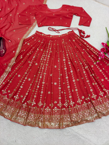 Glorious Red Color Wedding Wear Lehenga Choli