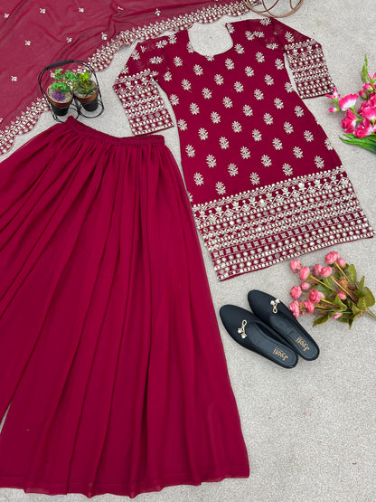 Captivating Pink Color Classic Work Sharara Suit