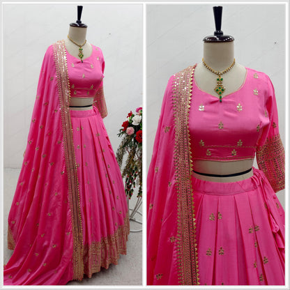 Function Wear Embroidery Work Pink Color Lehenga Choli