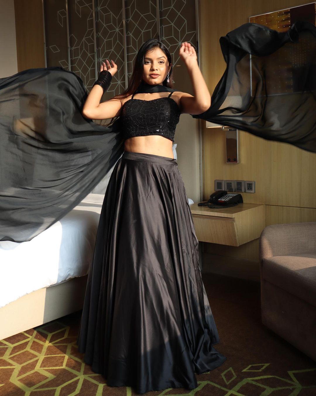 Dazzling Work Black Color Lehenga Choli