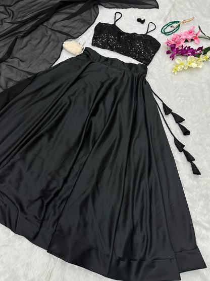 Dazzling Work Black Color Lehenga Choli